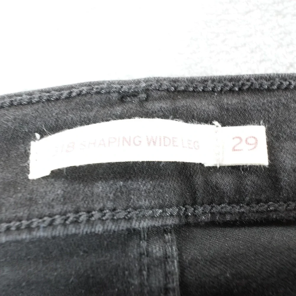 Levi's 318 Shaping Jeans Womens 29 Black Wide Leg Flare Stretch Mid Rise Y2K - Picture 3 of 13
